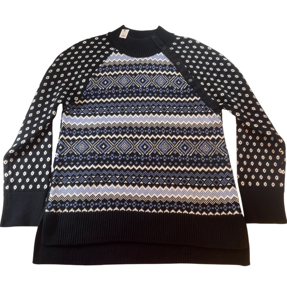 TALBOTS Thermolite® Snap Button Mockneck Sweater - Fair Isle 2024